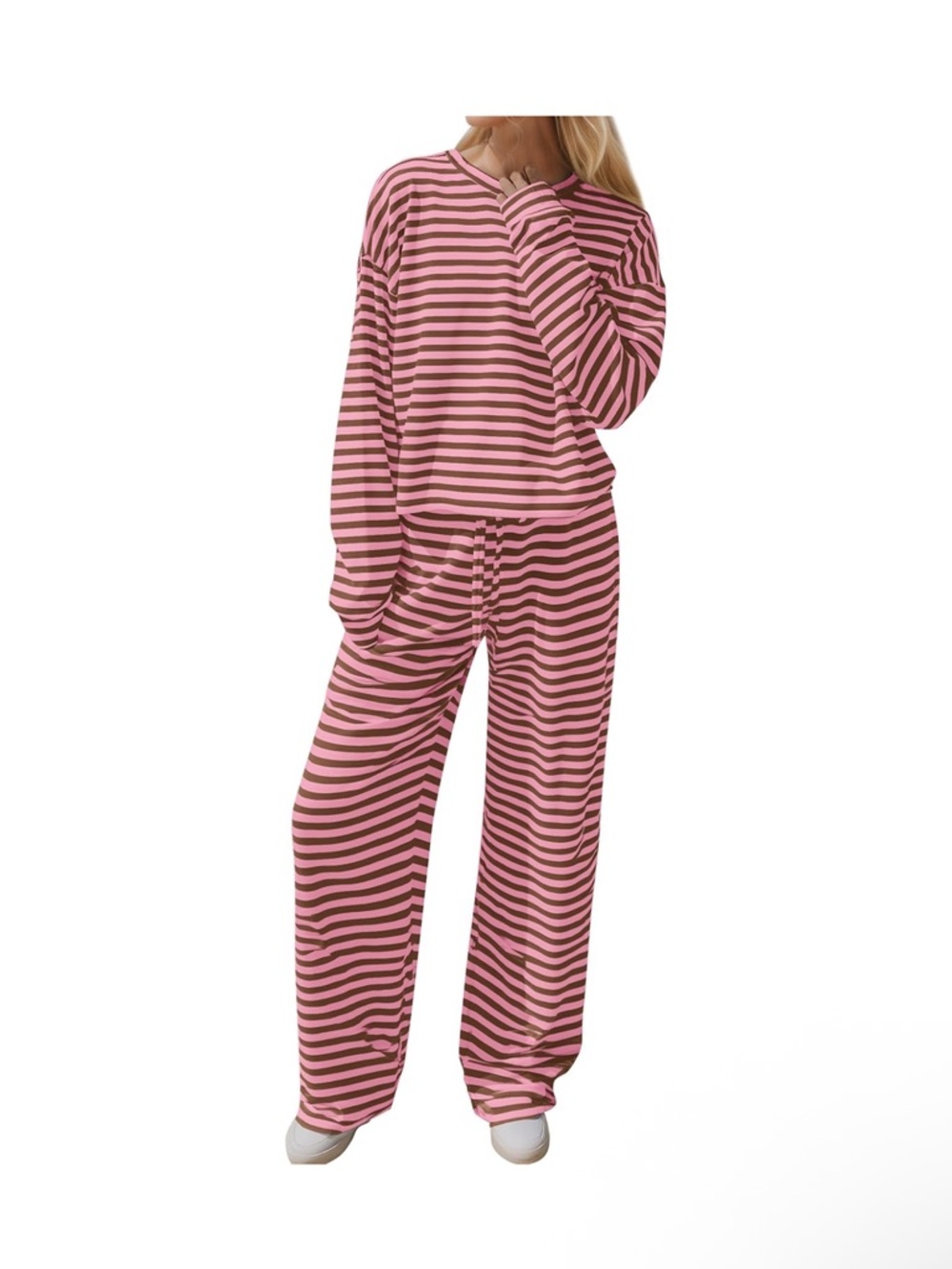 Striped Pink & Brown Lounge Set